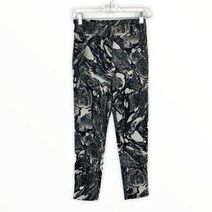 Jaspal XXS Pants Black Gray High Rise‎ Tapered Soft Stretchy Print